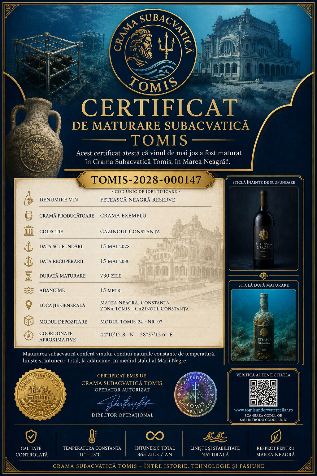 Pachet Premium – Vin Maturat Subacvatic | Casino Constanța